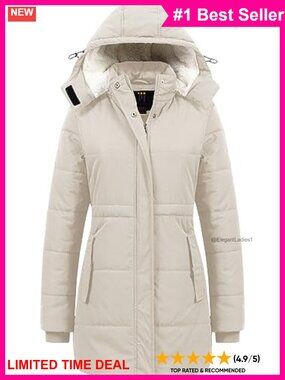 Women's Thicken Sherpa Winter Coat Puffy Warm Snow Jacket Removable Hood